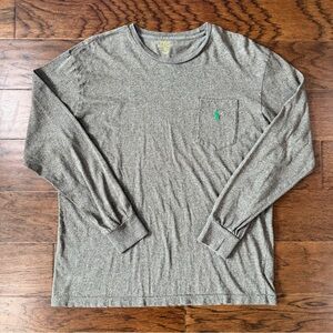 Polo Ralph Lauren Mens Long Sleeve T-Shirt Crewneck With Pocket Medium  Brown